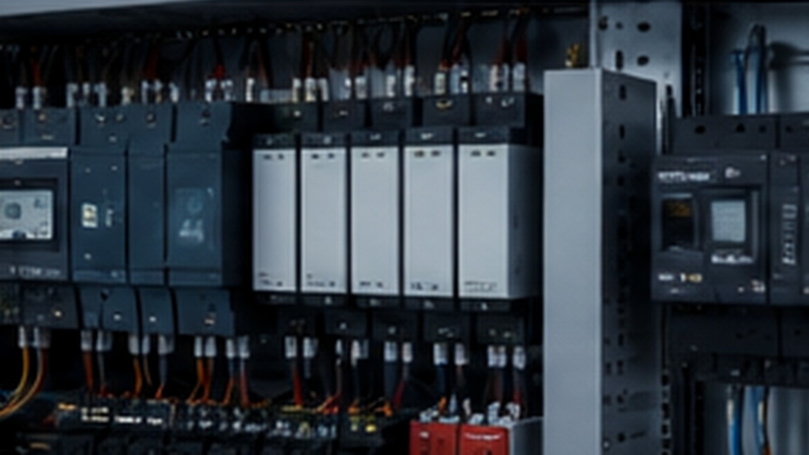 Industrial PLC and electrical control equipment installed in a cabinet